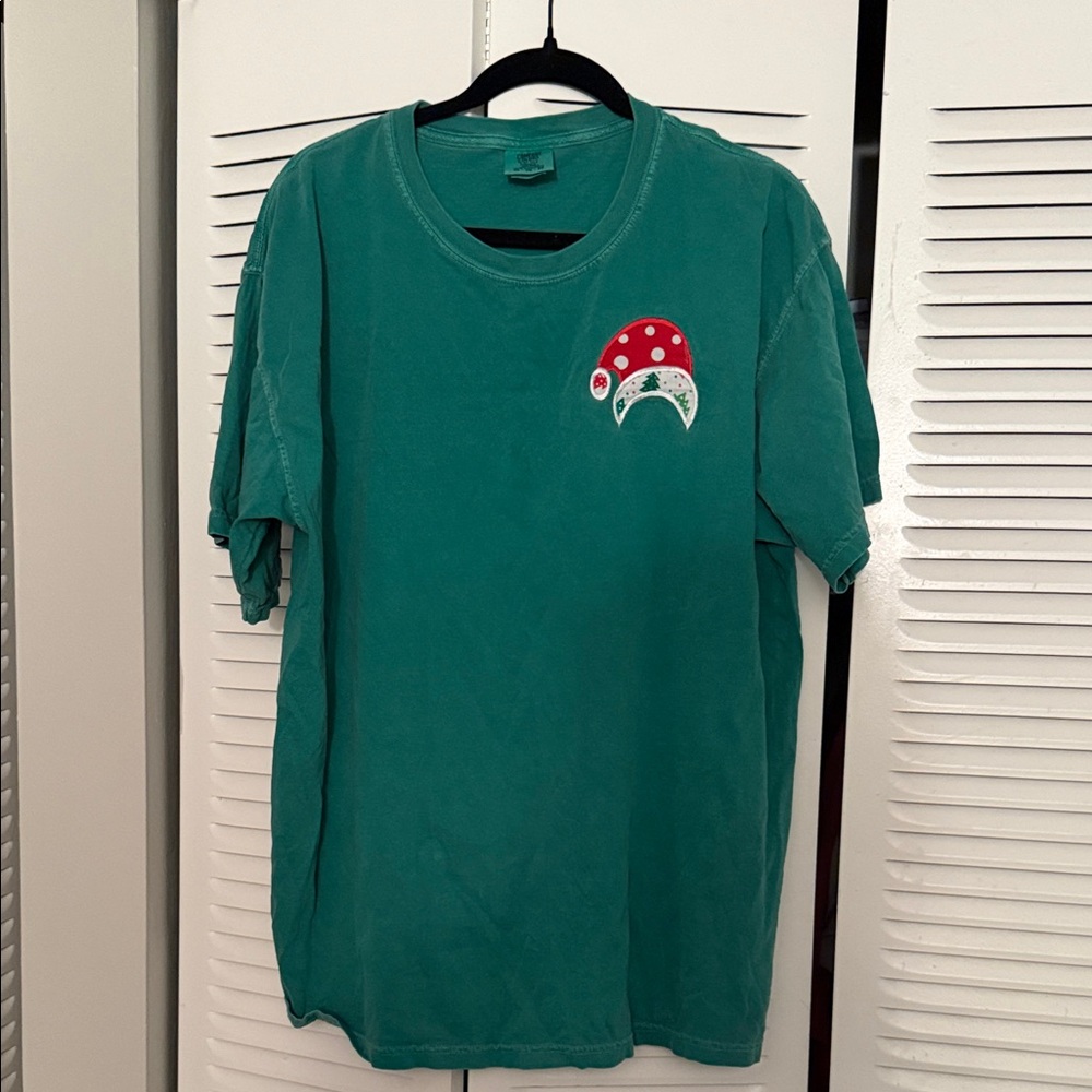 Comfort Colors Teal Short Sleeve Tee with Red and White Design